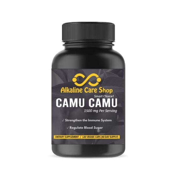 Frente del frasco Alkaline Care Camu Camu