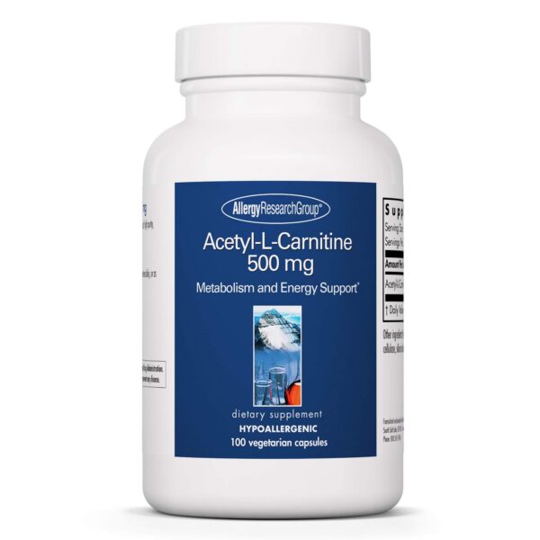 Frasco de Allergy Research Group Acetyl-L-Carnitine 500 mg