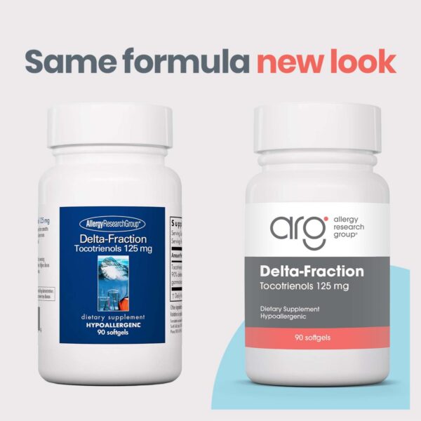 Etiqueta frontal del suplemento Delta-Fraction Tocotrienols