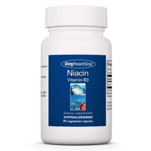Version 1.0.0 Allergy Research Group Niacina 250 mg cápsulas etiqueta frontal