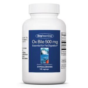 Frasco frontal Allergy Research Group Ox Bile 500 mg
