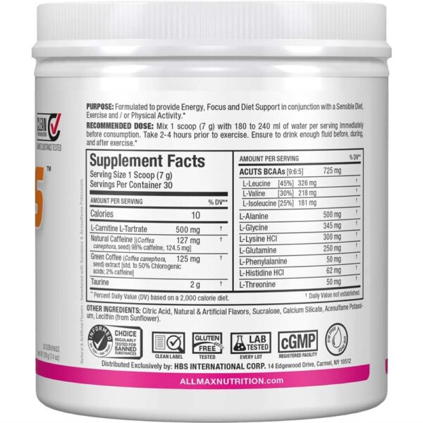 ALLMAX A:CUTS Pink Lemonade 210 g etiqueta lateral