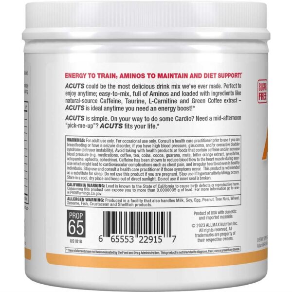 Etiqueta de ingredientes AllMAX A:CUTS