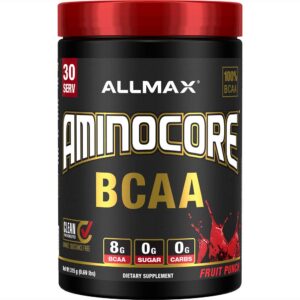 Version 1.0.0 ALLMAX AMINOCORE BCAA polvo etiqueta frontal