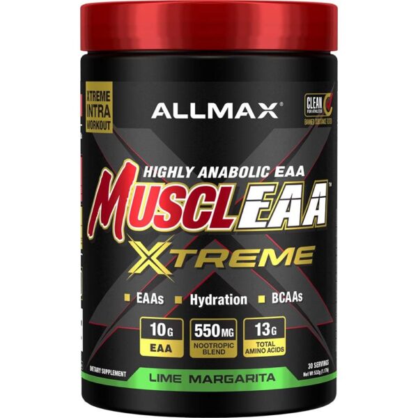 Frente del envase ALLMAX MUSCLEAA XTREME Lime Margarita