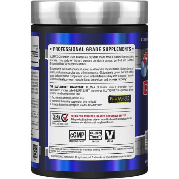 Version 1.0.0 Etiqueta lateral ALLMAX L-Glutamina Polvo