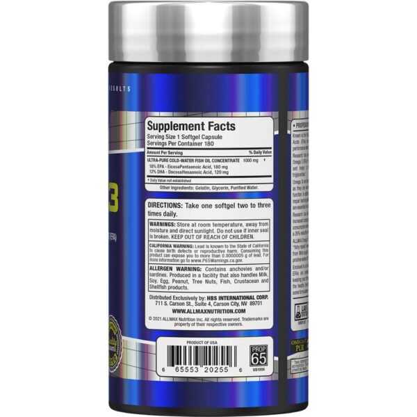 Version 1.0.0 Cápsulas Omega-3 Allmax dentro de la botella