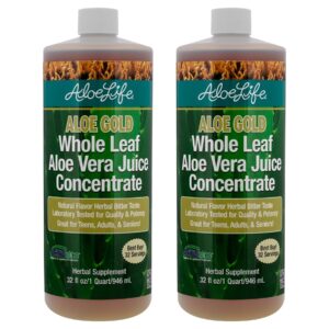 Aloe Life jugo de aloe vera orgánico botella 32 oz paquete 2