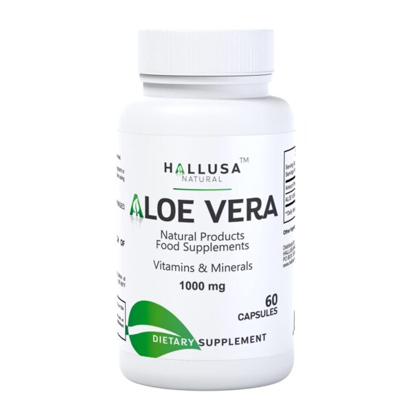 Aloe Vera 1000 mg 60 cápsulas blandas suplemento Hallusa Natural