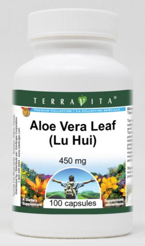 Version 1.0.0 Frasco de Aloe Vera Hoja Lu Hui 450 mg 100 cápsulas TerraVita