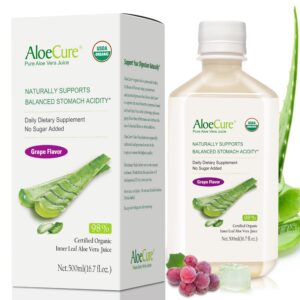 Version 1.0.0 AloeCure jugo aloe vera orgánico sabor uva 16.7 oz
