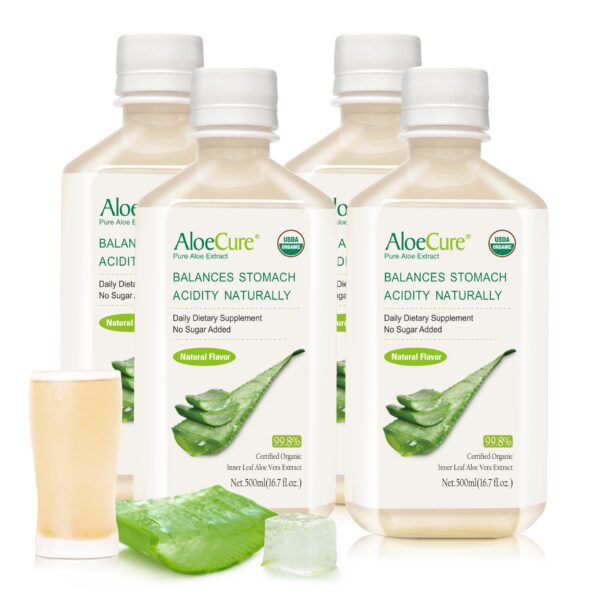 AloeCure jugo puro aloe vera orgánico 4 botellas 500 ml