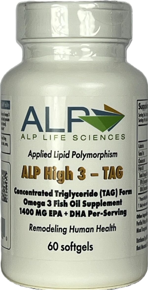 Frasco ALP High-3 TAG aceite de pescado omega 3 60 cápsulas