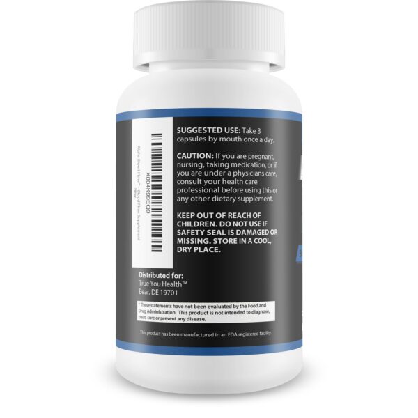 Cápsulas Alpha Blood Flow visibles dentro del frasco