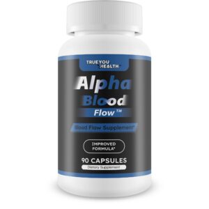 Frente del frasco de Alpha Blood Flow con etiqueta