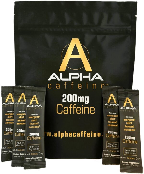 Alpha Caffeine polvo de cafeína pura 200mg paquete 15 sobres