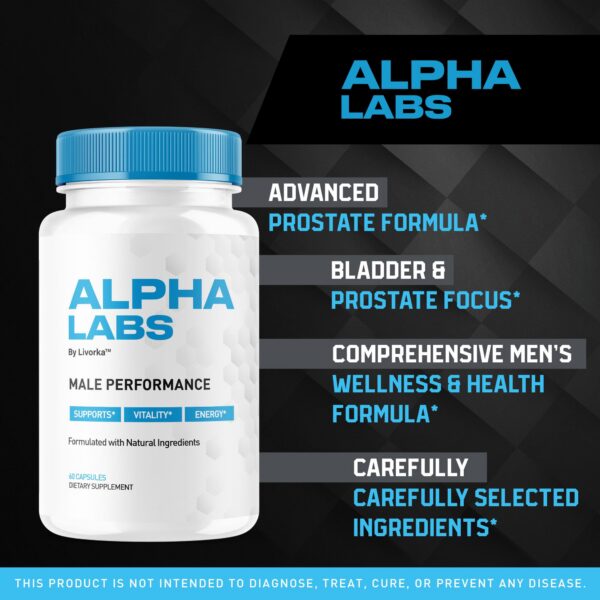 Etiqueta frontal Alpha Labs en frasco
