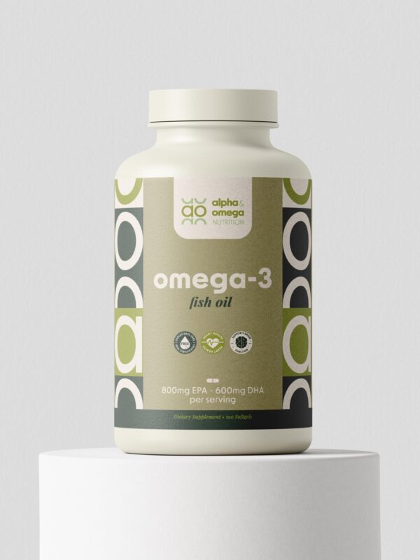 Frente del frasco Alpha & Omega Omega 3 Fish Oil