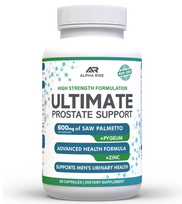 Frasco suplemento ALPHA RISE para hombres 60 cápsulas