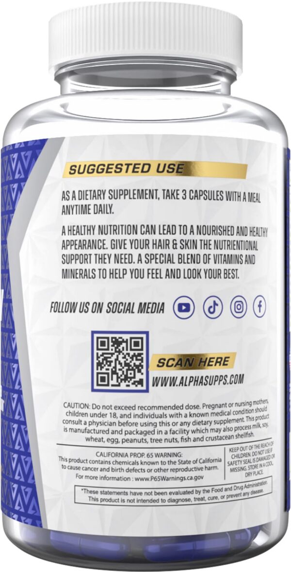 Frasco de Alpha Supps Hair Skin Nails 90 cápsulas