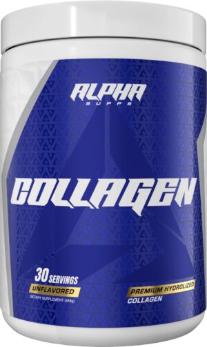 Version 1.0.0 Polvo de colágeno hidrolizado Alpha Supps, vista frontal