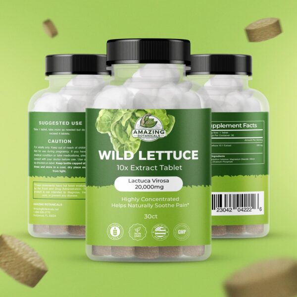 Etiqueta lateral Amazing Botanicals extracto lechuga silvestre