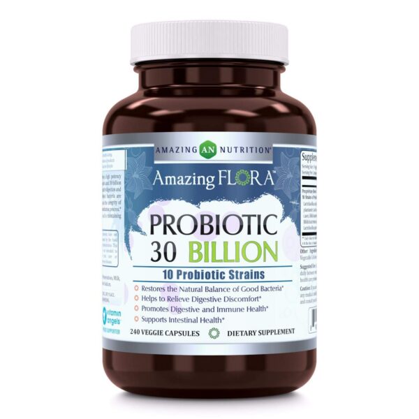 Amazing Flora probiótico 10 cepas cápsulas vegetarianas apoyo digestivo
