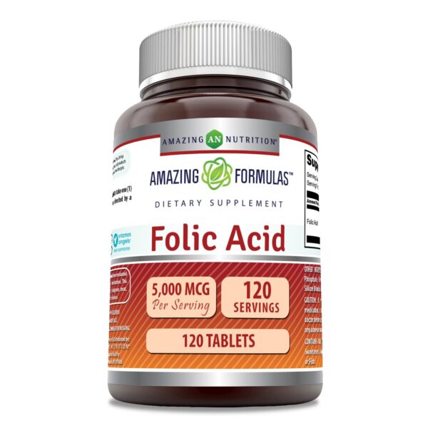 Amazing Formulas ácido-fólico 5000 mcg botella 120 tabletas