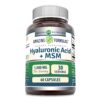 Frente de la botella Amazing Formulas ácido hialurónico y MSM cápsulas