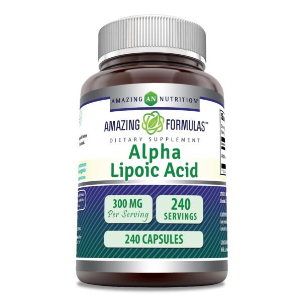 Frasco de Amazing Formulas Alpha Lipoic Acid 300 mg