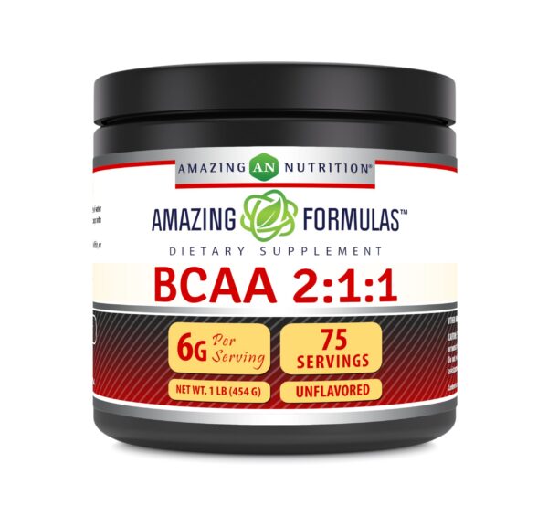Frasco de Amazing Formulas BCAA 2:1:1 polvo