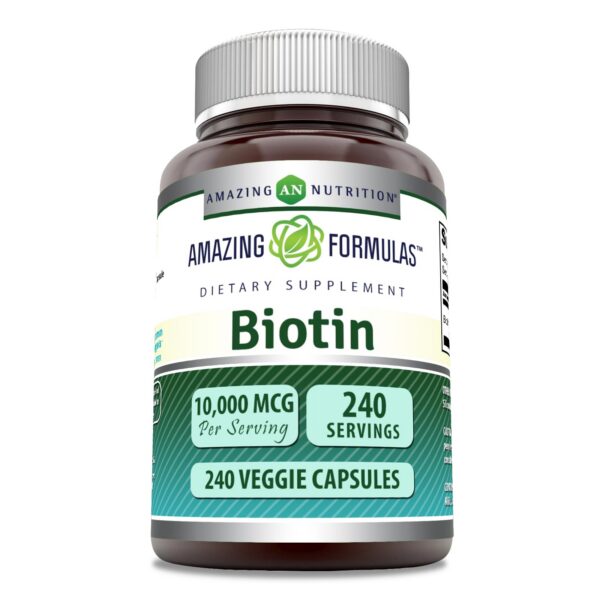 Amazing Formulas Biotina 10000mcg frasco cápsulas vegetales