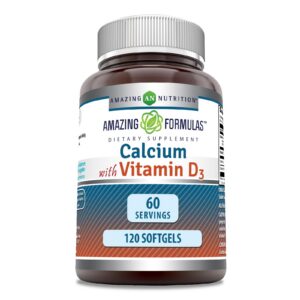 Frasco de Amazing Formulas Calcium con Vitamina D3 Softgels