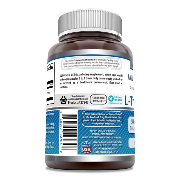 Cápsulas L-triptófano Amazing Formulas para bienestar y sueño saludable