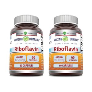 Amazing Formulas cápsulas riboflavina 400 mg vitamina b2 no gmo