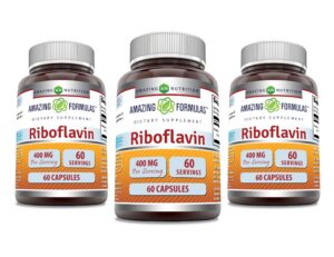 Amazing Formulas cápsulas riboflavina 400 mg vitamina b2 no gmo