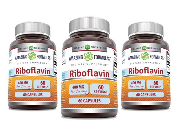Amazing Formulas cápsulas riboflavina 400 mg vitamina b2 no gmo