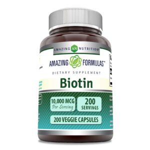 Amazing Formulas cápsulas vegetales de biotina 10000 mcg botella