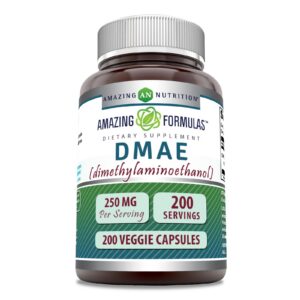 Frasco de Amazing Formulas DMAE 250 mg cápsulas vegetales