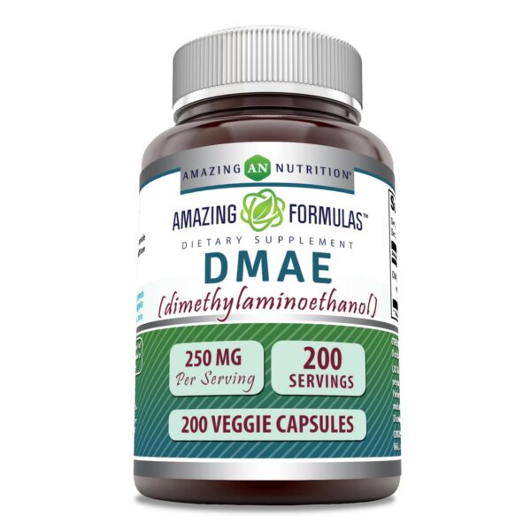 Frasco de Amazing Formulas DMAE 250 mg cápsulas vegetales