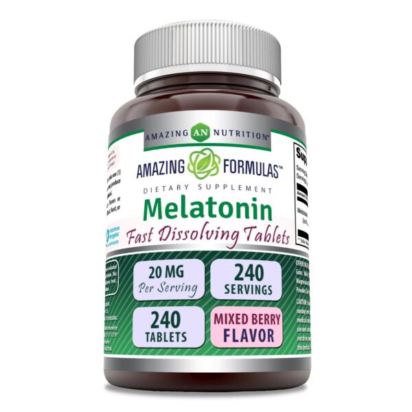 Botella de melatonina Amazing Formulas 240 tabletas sabor frutos mixtos