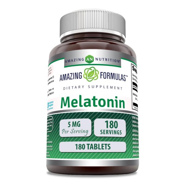 Version 1.0.0 amazing formulas melatonina suplemento 5mg envase frontal