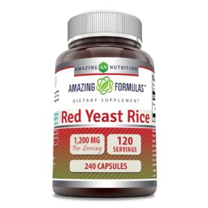 Amazing Formulas suplemento arroz levadura roja 1200mg 240 cápsulas