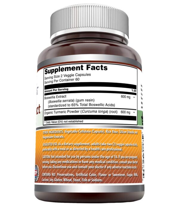 Suplemento Boswellia y Cúrcuma 1200mg porción