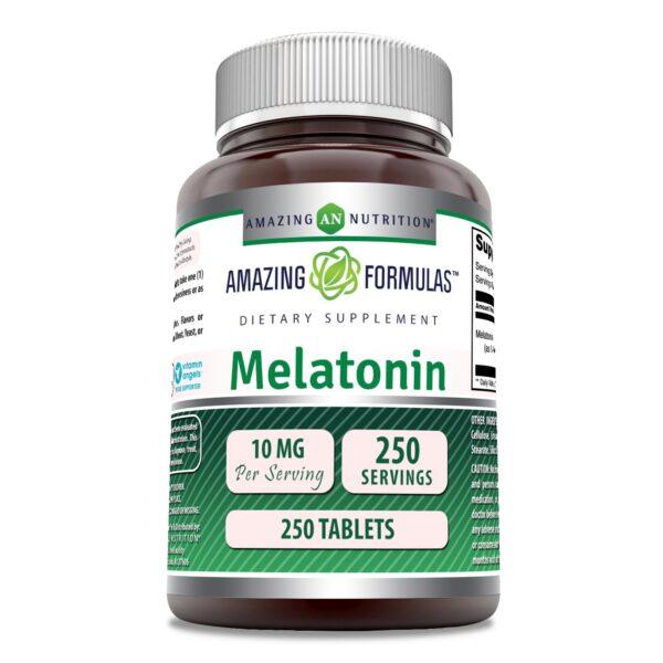 Amazing Formulas suplemento melatonina 10mg 250 tabletas en botella