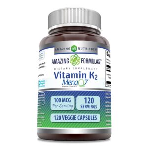Amazing Formulas vitamina K2 MenaQ7 100 mcg envase 120 cápsulas vegetales
