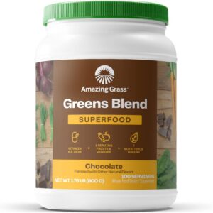 Frente del envase Amazing Grass Greens Superfood Chocolate