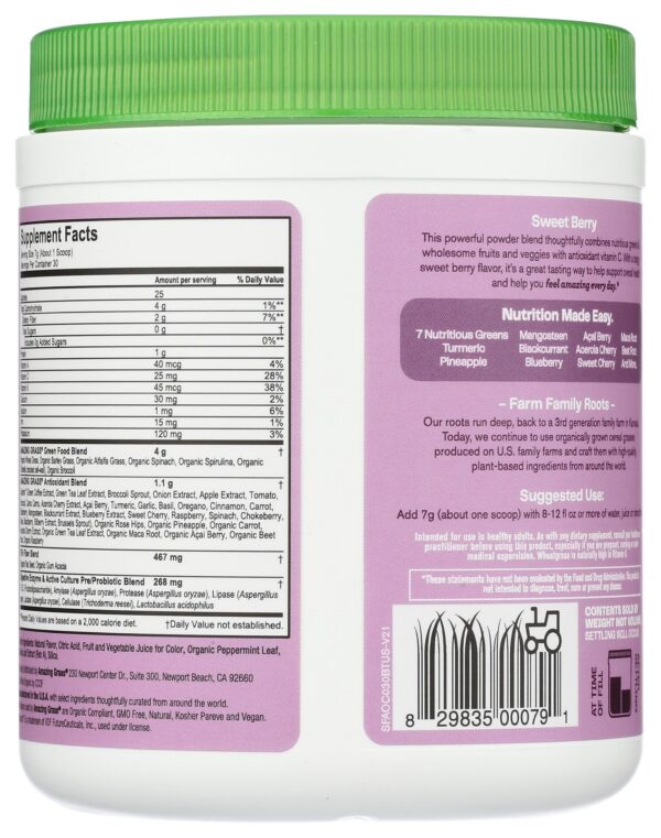 Etiqueta de Amazing Grass Sweet Berry