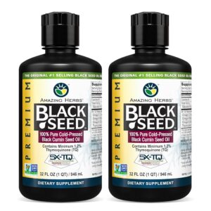 Frente de la botella de aceite de semilla negra Amazing Herbs