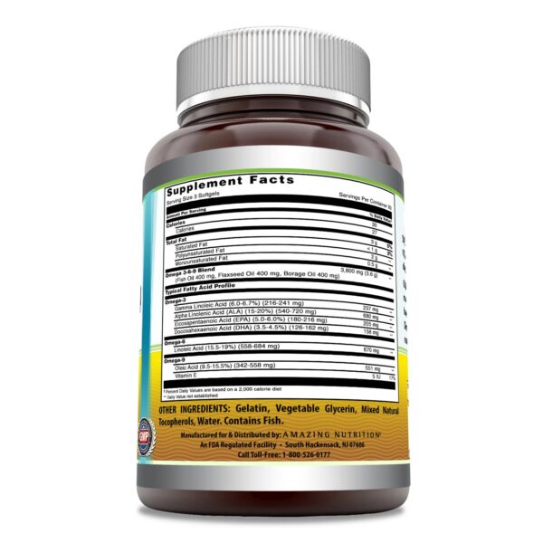 Version 1.0.0 Amazing Nutrition omega-3-6-9 frasco cápsulas